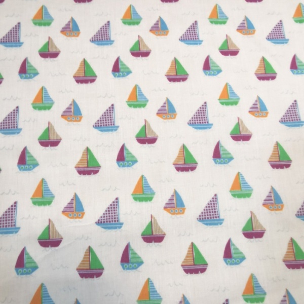 Sailboat Polycotton WHITE